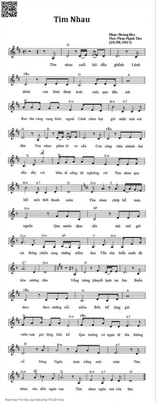 Sheet nhạc PDF bài Tìm nhau - Hoàng Hoa (Tô Cẩm Hoa)