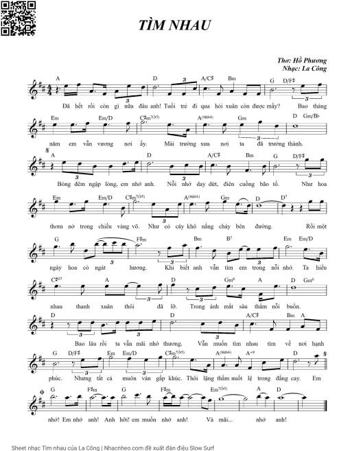 Sheet nhạc PDF bài Tìm nhau - La Công