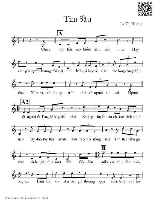 Sheet nhạc PDF bài Tim sầu - Lê Tín Hương