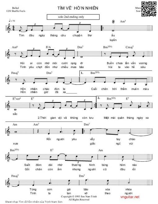 Sheet nhạc PDF bài Tìm về hồn nhiên