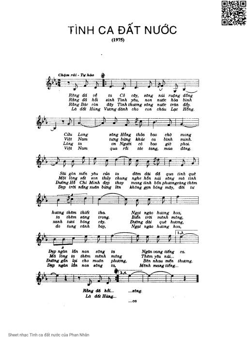 Sheet nhạc PDF bài Tình ca đất nước