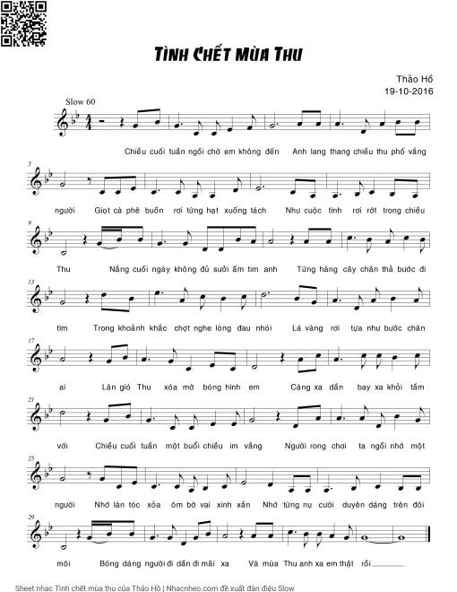 Sheet nhạc PDF bài Tình chết mùa thu