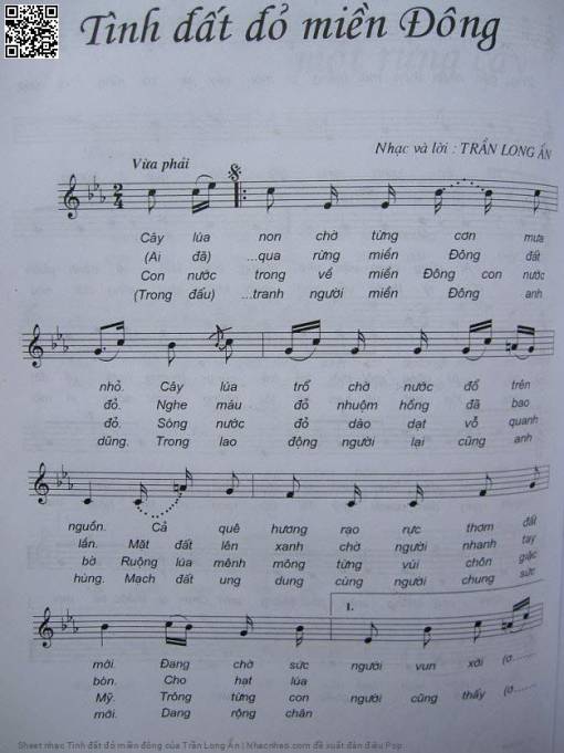 Sheet nhạc PDF bài Tình đất đỏ miền đông