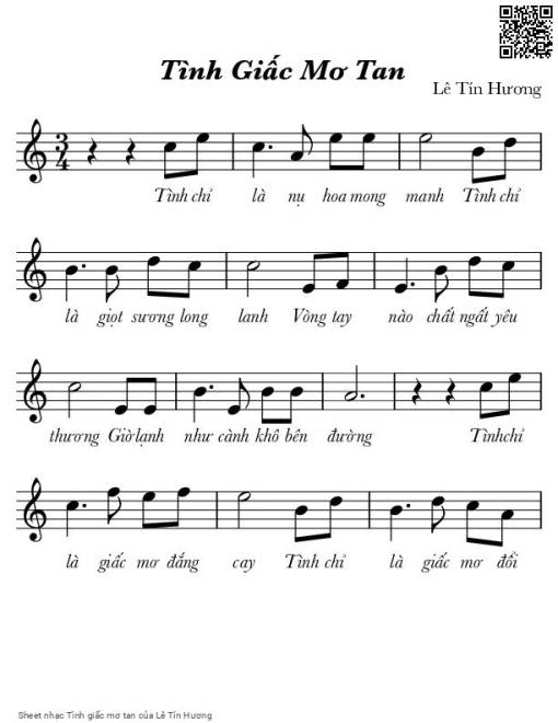 Sheet nhạc PDF bài Tình giấc mơ tan