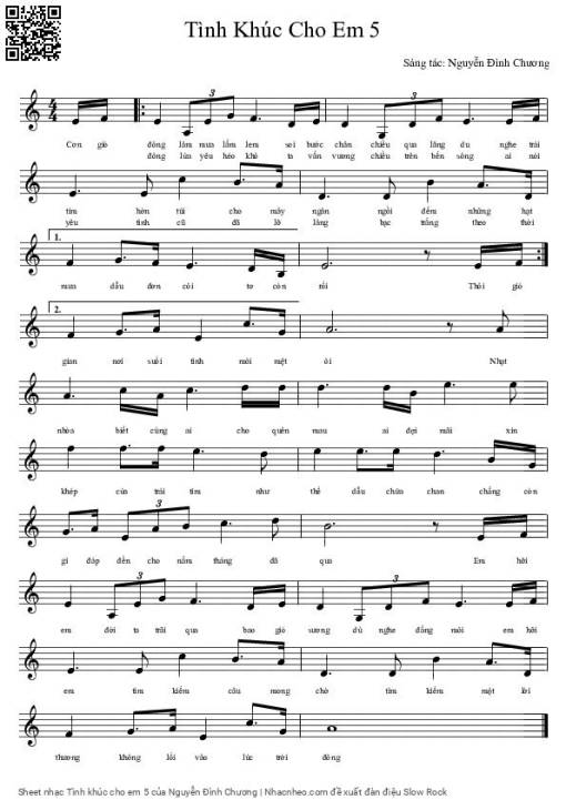Sheet nhạc PDF bài Tình khúc cho em 5