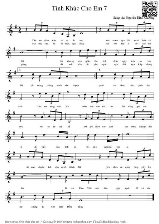 Sheet nhạc PDF bài Tình khúc cho em 7