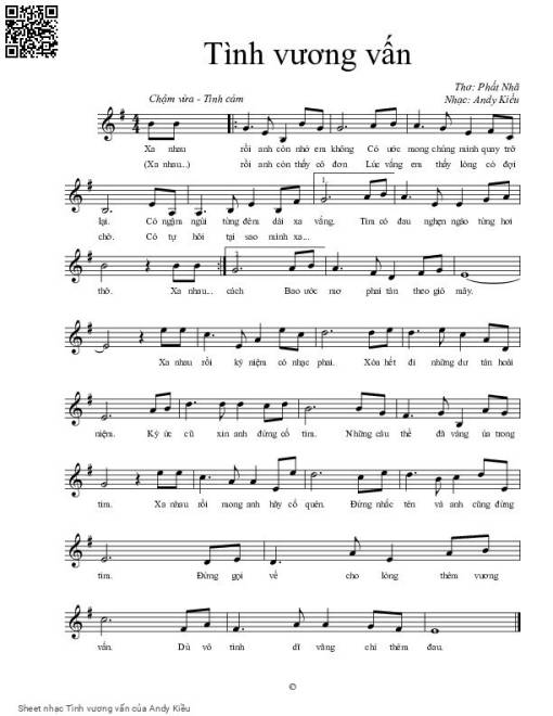 Sheet nhạc PDF bài Tình vương vấn
