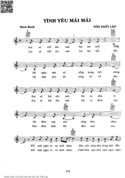 Sheet nhạc PDF bài Tình yêu mãi mãi