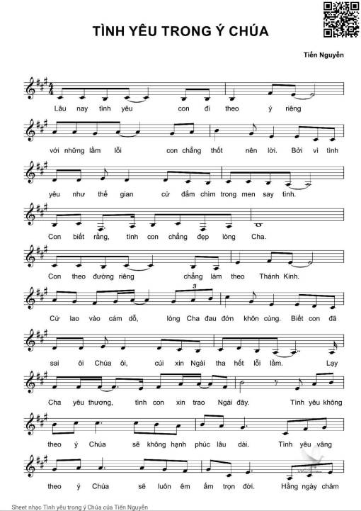 Sheet nhạc PDF bài Tình yêu trong ý Chúa