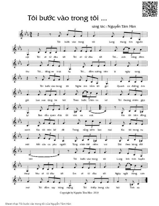 Sheet nhạc PDF bài Tôi bước vào trong tôi