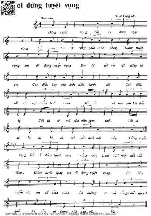 Sheet nhạc PDF bài Tôi ơi đừng tuyệt vọng