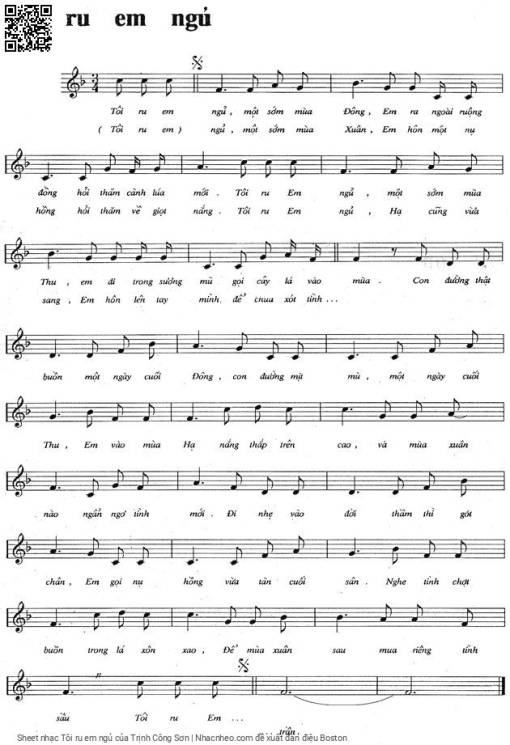 Sheet nhạc PDF bài Tôi ru em ngủ