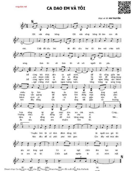 Sheet nhạc PDF bài Ca dao em và tôi