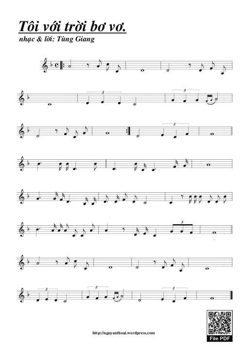 Sheet nhạc PDF bài Tôi với trời bơ vơ