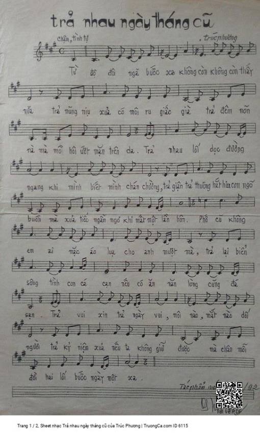 Sheet nhạc PDF bài Trả nhau ngày tháng cũ
