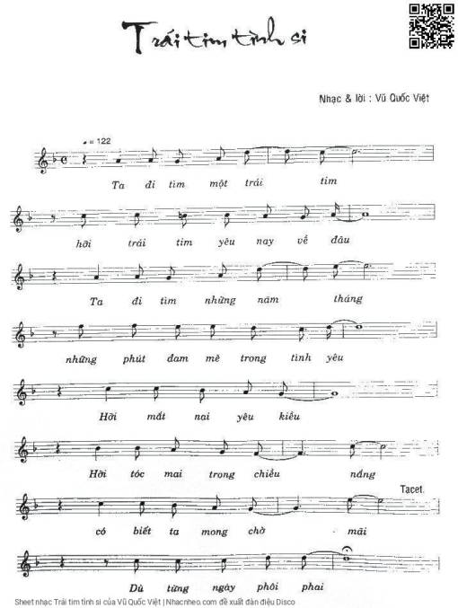 Sheet nhạc PDF bài Trái tim tình si