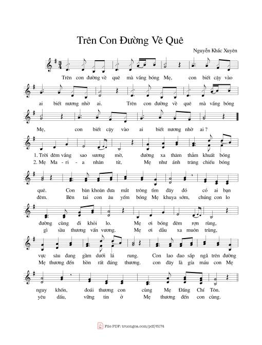Sheet nhạc PDF bài Trên con đường về quê