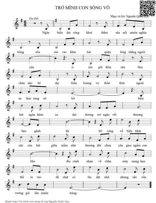 Sheet nhạc PDF bài Trở mình con sóng vỗ