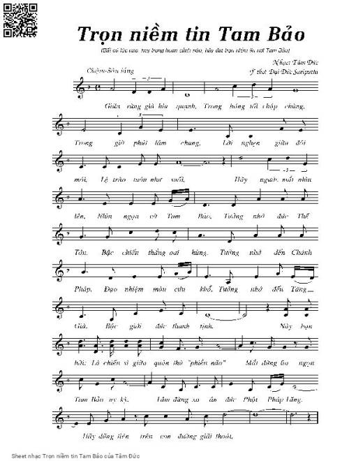 Sheet nhạc PDF bài Trọn niềm tin Tam Bảo