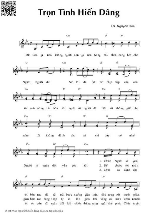 Sheet nhạc PDF bài Trọn tình hiến dâng