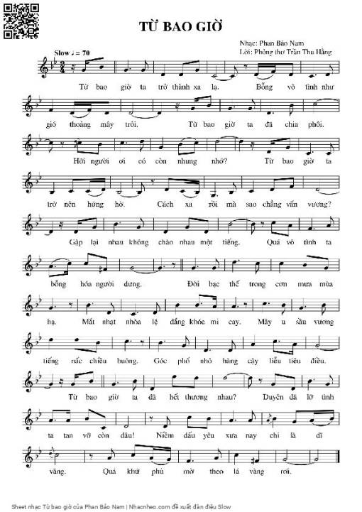 Sheet nhạc PDF bài Từ bao giờ - Phan Bảo Nam