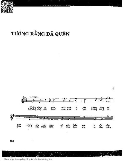 Sheet nhạc PDF bài Tưởng rằng đã quên