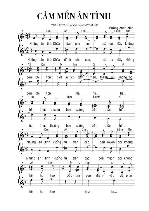 Sheet nhạc PDF bài Cảm mến ân tình