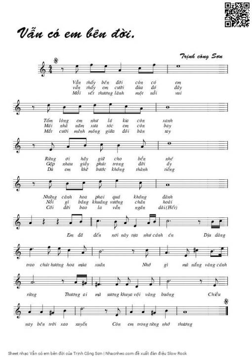 Sheet nhạc PDF bài Vẫn có em bên đời
