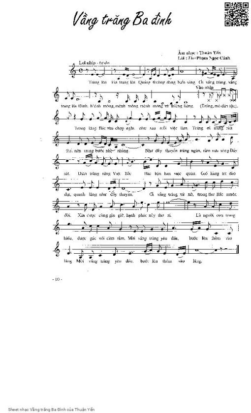 Sheet nhạc PDF bài Vầng trăng Ba Đình