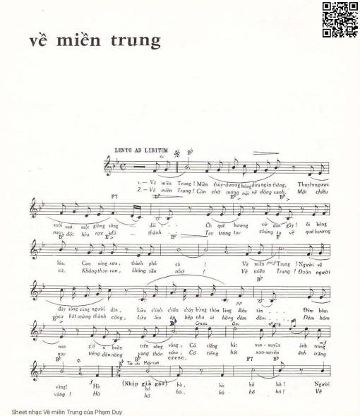 Sheet nhạc PDF bài Về miền Trung