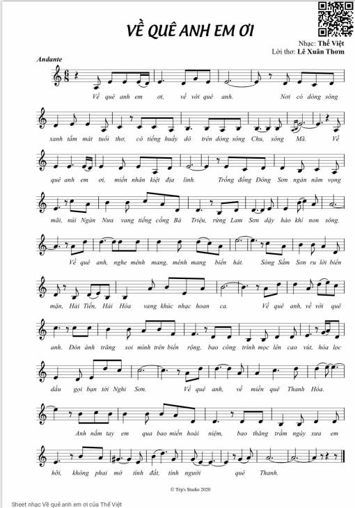 Sheet nhạc PDF bài Về quê anh em ơi