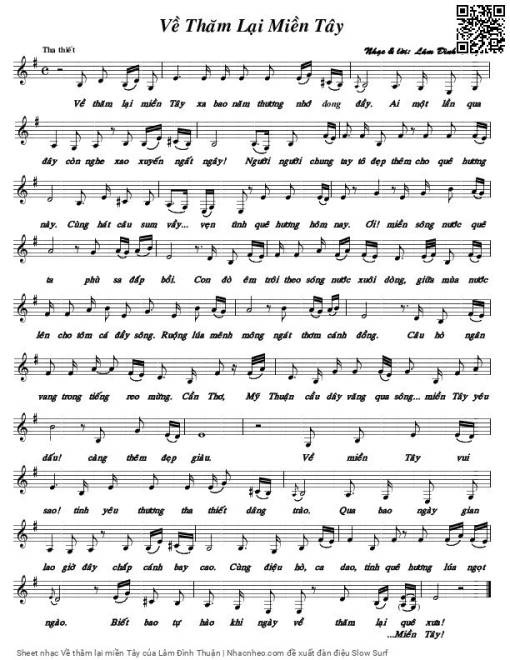 Sheet nhạc PDF bài Về thăm lại miền Tây