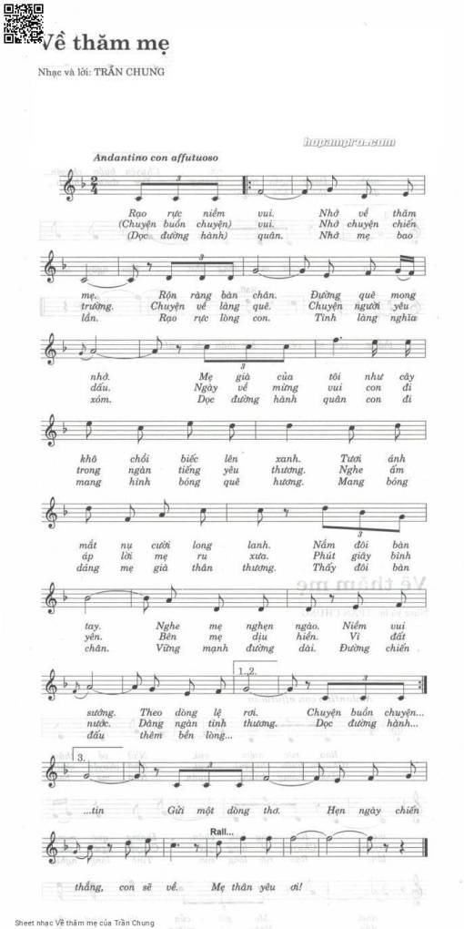 Sheet nhạc PDF bài Về thăm mẹ
