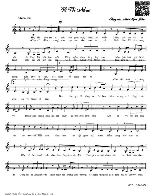 Sheet nhạc PDF bài Về với nhau