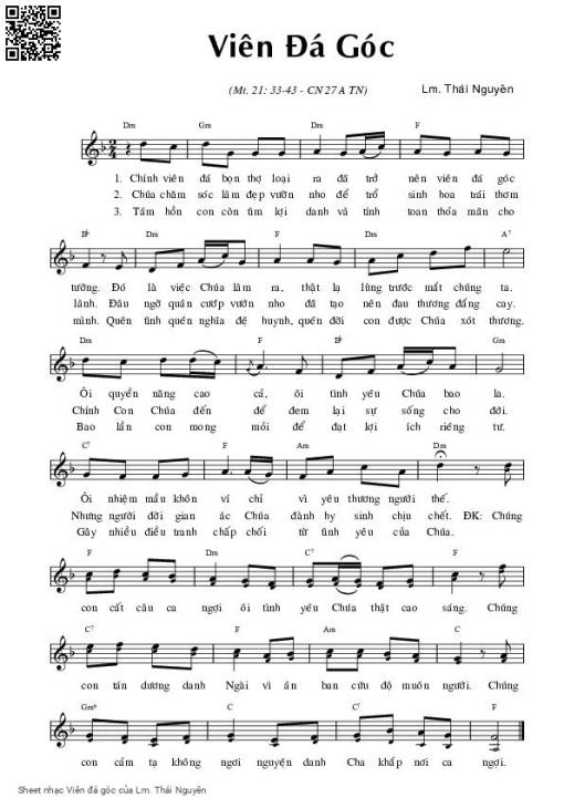 Sheet nhạc PDF bài Viên đá góc