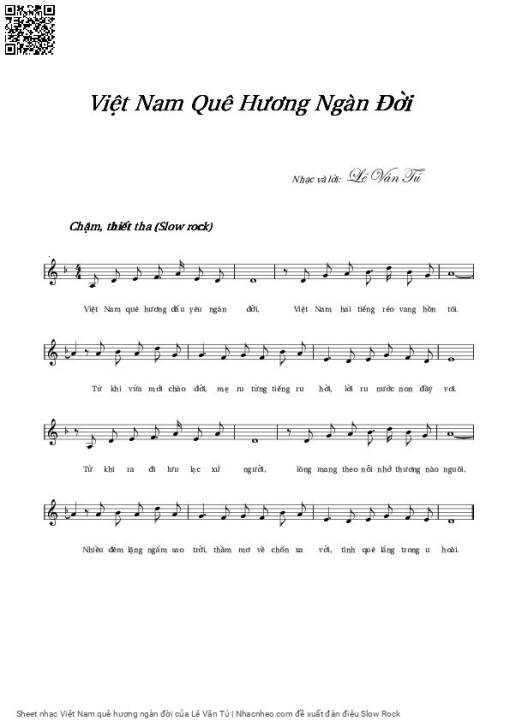 Sheet nhạc PDF bài Việt Nam quê hương ngàn đời