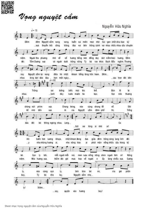 Sheet nhạc PDF bài Vọng nguyệt cầm