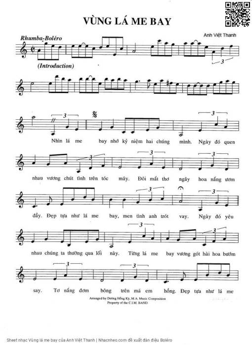 Sheet nhạc PDF bài Vùng lá me bay