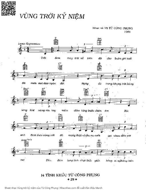Sheet nhạc PDF bài Vùng trời kỷ niệm