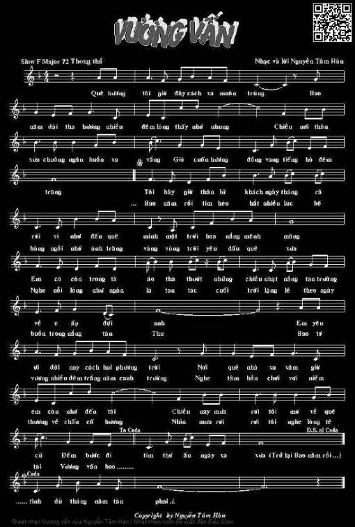 Sheet nhạc PDF bài Vương vấn - Nguyễn Tâm Hàn