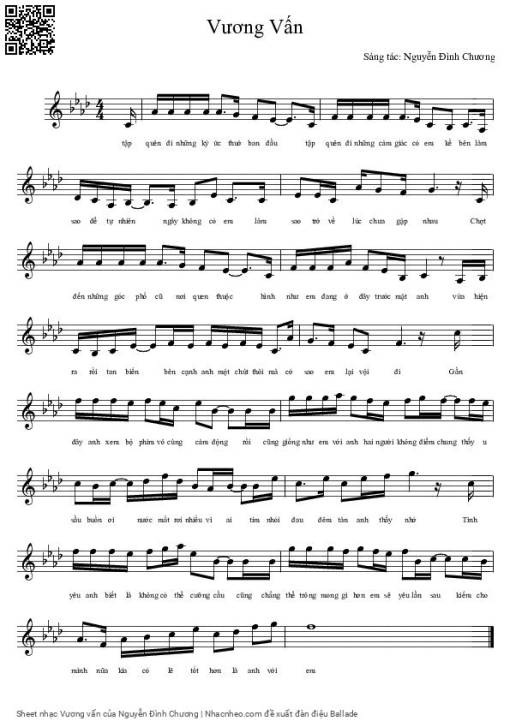 Sheet nhạc PDF bài Vương vấn - Nguyễn Đình Chương