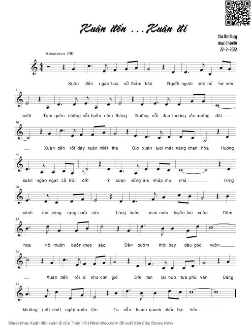 Sheet nhạc PDF bài Xuân đến xuân đi