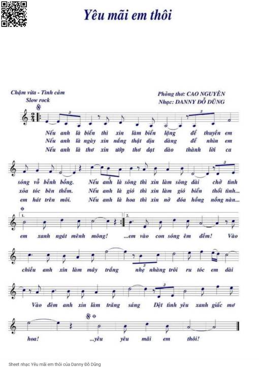 Sheet nhạc PDF bài Yêu mãi em thôi