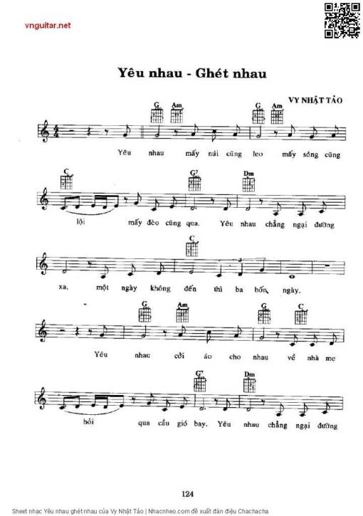 Sheet nhạc PDF bài Yêu nhau ghét nhau