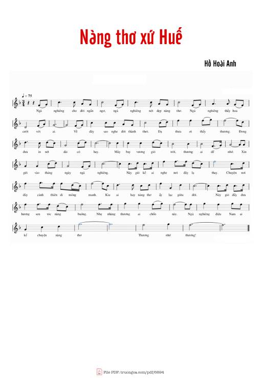 Sheet nhạc PDF bài Nàng thơ xứ huế
