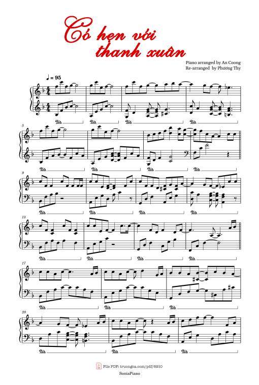 Sheet nhạc PDF bài Có hẹn với thanh xuân sheet Piano