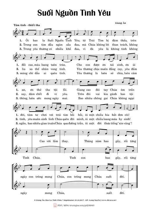 Sheet nhạc PDF bài Suối Nguồn Tình Yêu