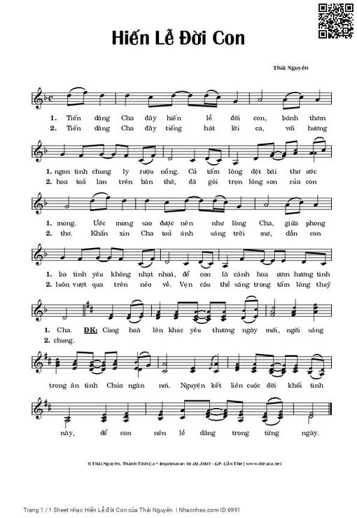 Sheet nhạc PDF bài Hiến Lễ đời Con