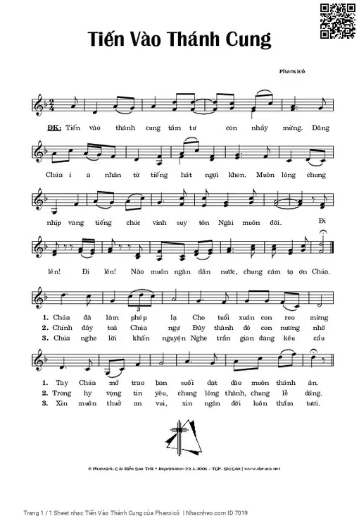 Sheet nhạc PDF bài Tiến Vào Thánh Cung