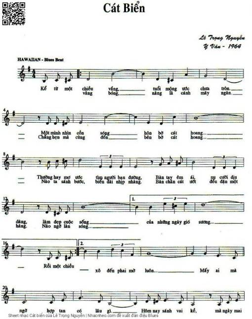 Sheet nhạc PDF bài Cát biển - Lê Trọng Nguyễn
